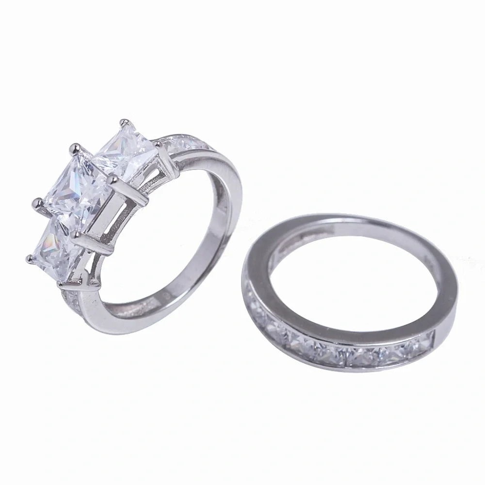 Sterling Silver‎ 3 Stone 2 Carat Engagement Ring